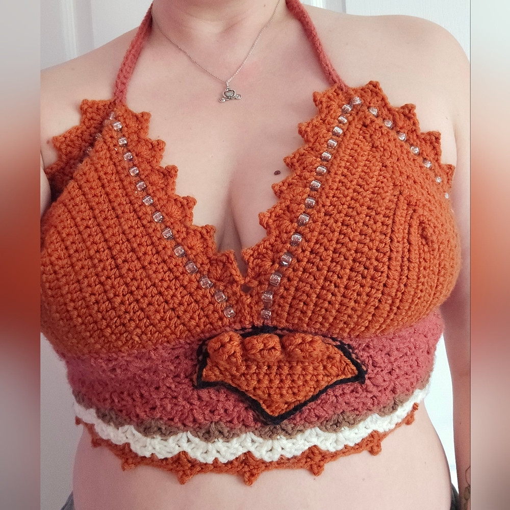 Handmade Crochet Bralette in Orange. POKÉMON VIXEN inspired.